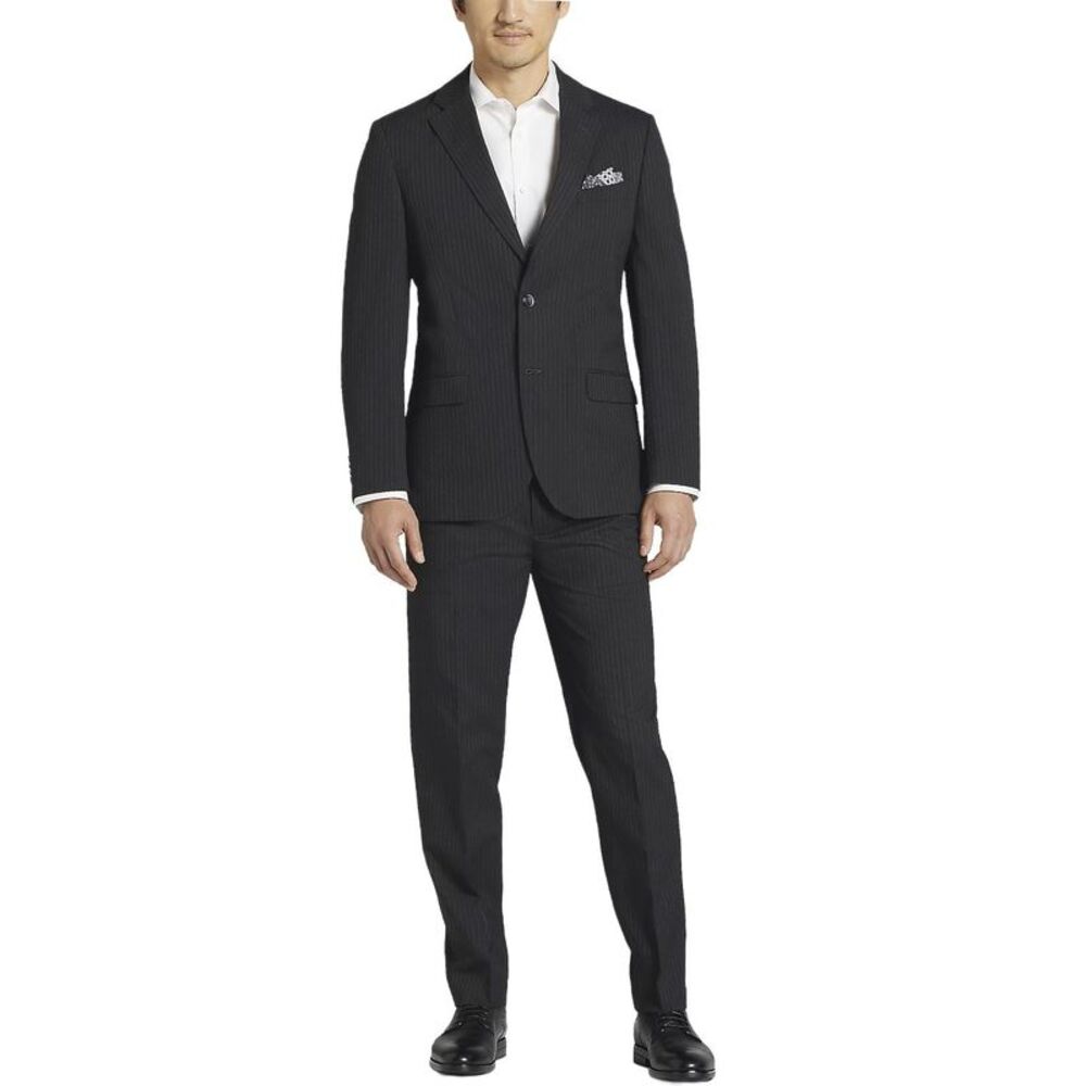 Nautica Mens Modern-Fit Bi-Stretch Pinstripes Suit 44 Long Grey Pants 38 Waist